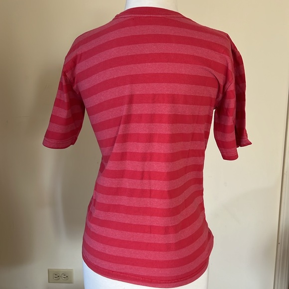 DISNEY Mickey Mouse Graphic Kids Red Striped Crew Neck Short Sleeve L 10/12 - Picture 4 of 9